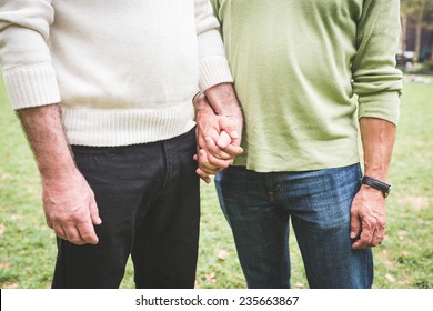 Gay Couple Holding Hands At Park