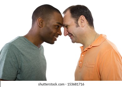 Gay Couple. Older Russian Man With Younger Black Male.