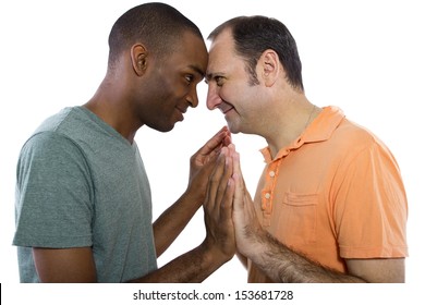 Gay Couple. Older Russian Man With Younger Black Male.