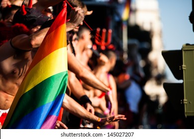 Gay And Lesbians Walk In The Gay Pride Parade