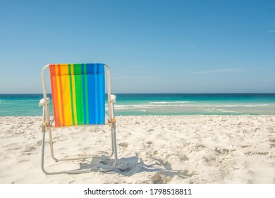 Gay Pride Rainbow Chair At The Beach