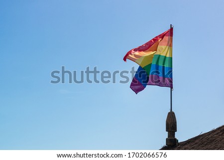 Similar – Rainbow flag on a house