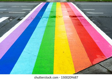 Gay Rainbow Striped Zebra Crossing