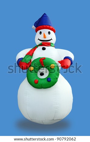 Gay Snowman - loved winter personage. Isolated over blue background