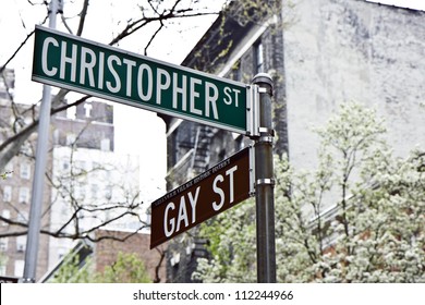 Gay Street And Christopher Street Signs In New York