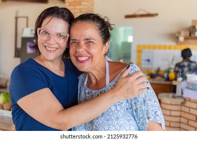 Gay Women Couple Hugging, Narrow Focus