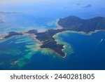 Gaya Island (Pulau Gaya) with coral reefs in Tunku Abdul Rahman National Park near Kota Kinabalu, Malaysia.