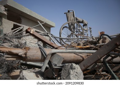 Gaza - 2014: Image Of A Wheelchair From A Destroyed Hospital. After Israel's Attack On Gaza, The Border Areas Suffered Greatly.