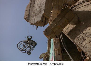 Gaza - 2014: Image Of A Wheelchair From A Destroyed Hospital. After Israel's Attack On Gaza, The Border Areas Suffered Greatly.