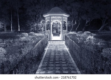 Gazebo In Park At Night 