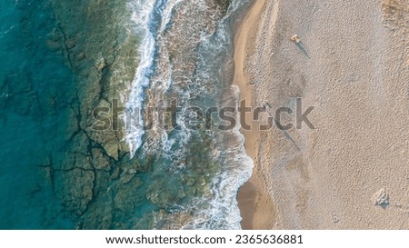 Gazipasa, sea beach, cliffs, turquoise colour and waves. Koru beach.
