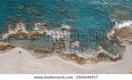 Gazipasa, sea beach, cliffs, turquoise colour and waves. Koru beach.