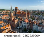 Gdansk Aerial View. Town Hall and St. Mary