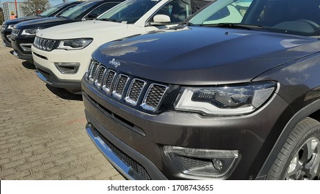 Gdansk, Poland - April 17, 2020: Jeep Compass car at  the Fiat showroom of Gdansk, Poland.