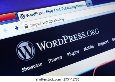GDANSK, POLAND - APRIL 25, 2015. Wordpress homepage on the computer screen. WordPress is a free and open-source blogging tool and a content management system (CMS) based on PHP and MySQL