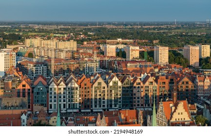 Gdansk, Poland - August, 2022: A Picture Of Gdansk's Architecture Nordic Architecture At Sunset.