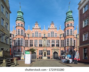 GDANSK, POLAND - AUGUST 7, 2019: Great Armoury of Great Arsenal (Wielka Zbrojownia). It was built in 1600-1609 by design of the Flemish architect Anton van Obberghen in the style of Dutch mannerism.