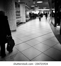 GDANSK, POLAND - DECEMBER 01, 2014: Christmas Shopping Frenzy. Shopping Centre, Supermarket Interior. December 01, 2014. Gdansk, Poland.