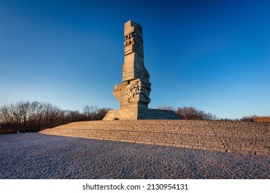 Gdansk, Poland - February 28, 2022: Westerplatte Monument In Memory Of The Polish Defenders. Westerplatte Peninsula Is Famous For The First Battle Of The European Theater Of World War II In 1939.