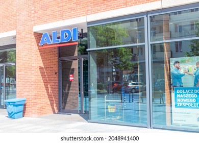 Gdansk, Poland - July 4, 2021: Aldi discount supermarket chain.