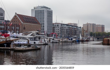 Gdansk, Poland - June 9, 2019: Marina In Gdansk Old Town With Parked Yachts.