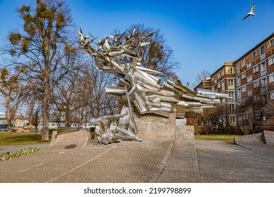 GDANSK, POLAND - MARCH 17, 2022: Gdansk Is A Major Shipping Port And Tourist Destination In Poland. Op. Monument To The Defenders Of The Gdansk Post Office