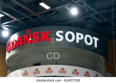 Gdansk, Poland - March 18, 2017: Gdansk And Sopot Sign At Ergo Arena.