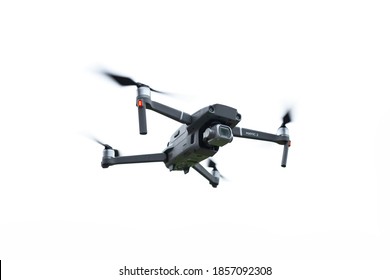 Gdansk, Poland - November 14, 2020: DJI Mavic 2 pro drone with hasselblad camera. Isolated over white background. Illustrative editorial content