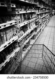 GDANSK, POLAND - NOVEMBER 30, 2014: Christmas Shopping Frenzy. Shopping Centre, Supermarket Interior. November 30, 2014. Gdansk, Poland.