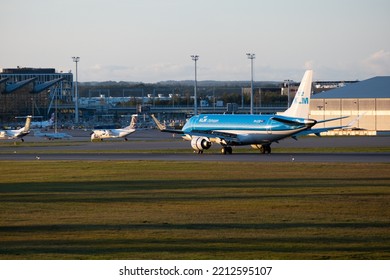 Gdansk, Poland - October 9, 2022: KLM Airlines At The Airport Landed At The Gdansk Airport