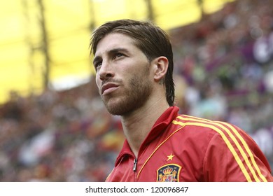 GDANSK,POLAND-JUNE 10,2012:Sergio Ramos Garcia During The Game Between Italy And Spain In Gdansk Arena On 10th June 2012