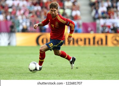 GDANSK,POLAND-JUNE 10,2012:Sergio Ramos Garcia During The Game Between Italy And Spain For Euro 2012 In Gdansk Arena On 10th June 2012