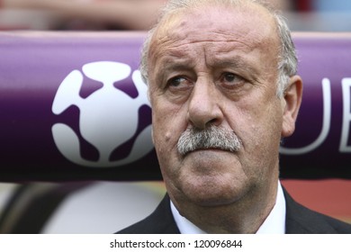GDANSK,POLAND-JUNE 10,2012:Vicente del Bosque GonzÃ?Â¡lez during the game between Italy and Spain in Gdansk Arena on 10th June 2012