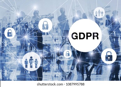 GDPR Concept, General Data Protection Regulation, Blue Background