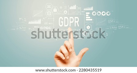 GDPR theme with hand pressing a button on a technology screen