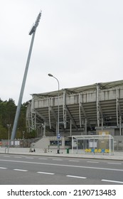 GDYNIA, POLAND - MAY 7, 2022: Exterior View Of Stadion Miejski In Gdynia, Poland