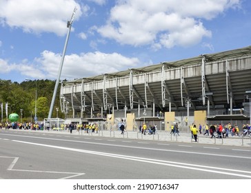 GDYNIA, POLAND - MAY 8, 2022: Football Fans Outside Stadion Miejski In Gdynia, Poland