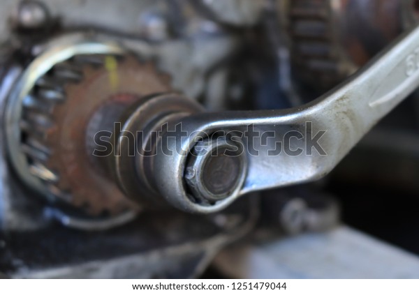Gear of car engine under\
repairing