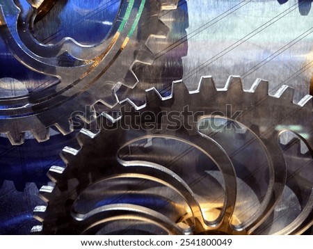 Gear and cogs wheels close-up. Clock mechanism.