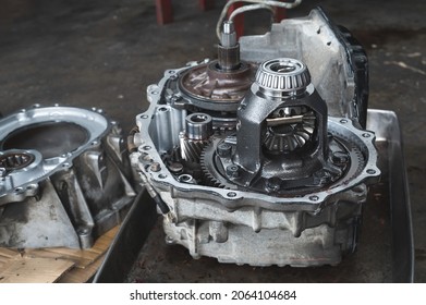 Gear Differential Assembly ,Automatic Transmission Rebuild in Garage services. - Shutterstock ID 2064104684