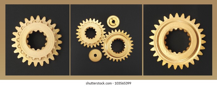 Gear Gold Black Background