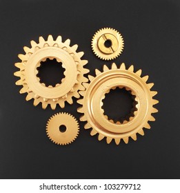 Gear Gold On A Black Background