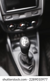 Gear lever. Manual Transmission in the car - Shutterstock ID 2289010977