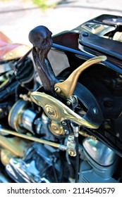 The Gear Lever On The Original Vintage Motorcycle