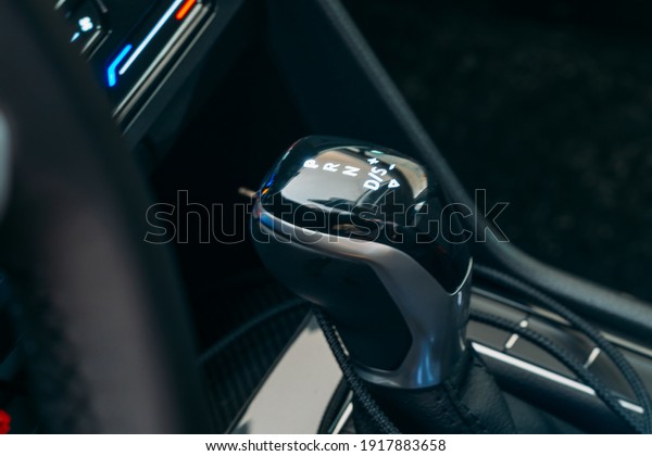 Gear Shift Selector. Gear lever close up. Modern\
Automatic Transmission in\
Car