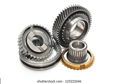 Gearbox Parts Isolated On  White Background.