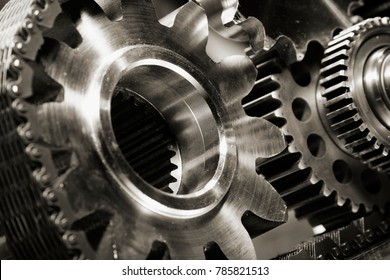 gears and cogs powered by large timing-chain, aerospace industry