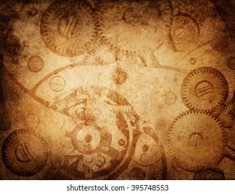 Gears And Cogs Worn Paper Background