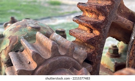 Gears Of A Disused Machine, Two Rusty Cogwheels That Fit Together