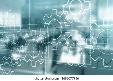 Gears on the abstract background. Business processes concept.